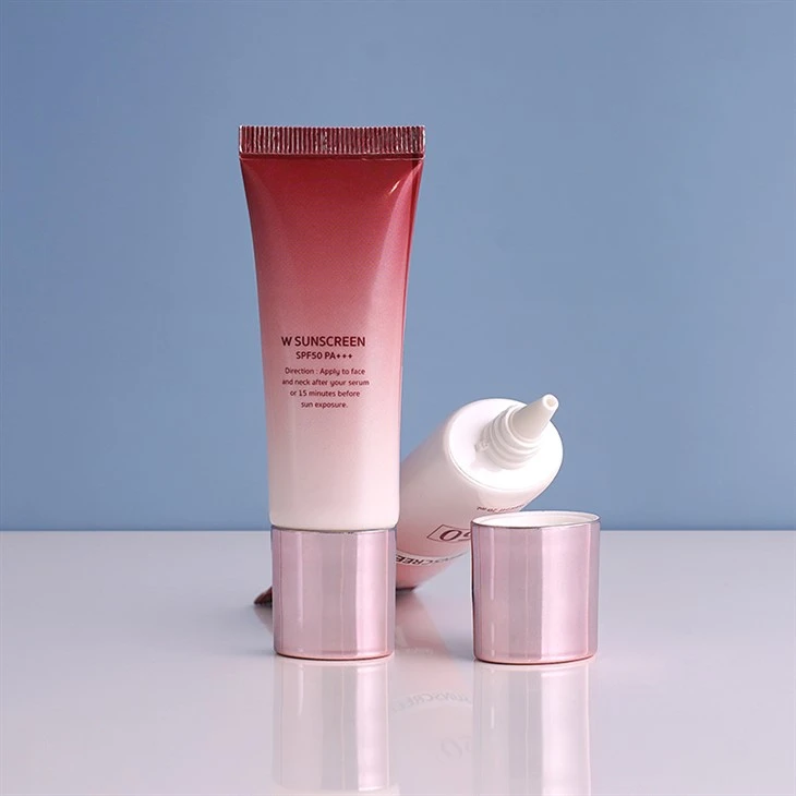 20ml Gradient Aluminum Plastic Sunscreen Tube With Electroplated Rose Gold Cover