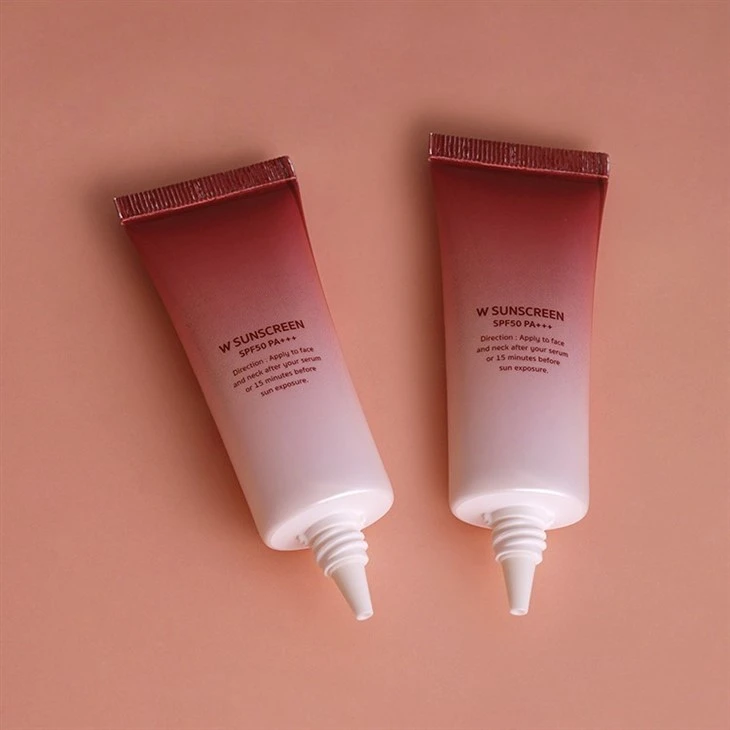 20ml Gradient Aluminum Plastic Sunscreen Tube With Electroplated Rose Gold Cover